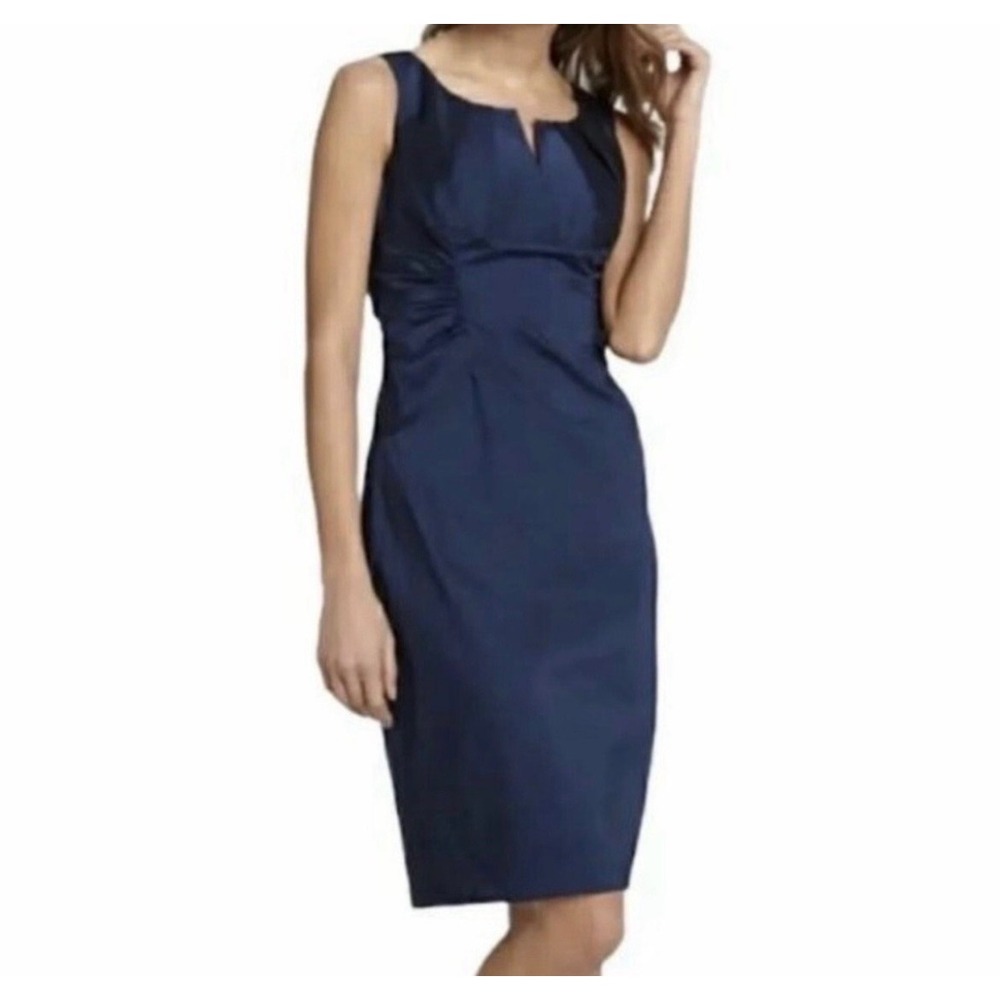 Adrianna‎ Papell navy blue satin sz 8 glam event wedding guest dress MOB party